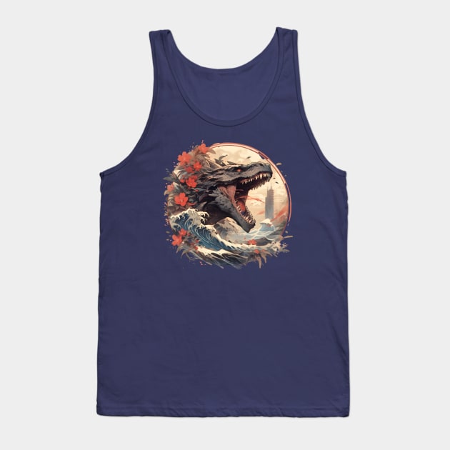 Japanese Dinosour Tank Top by ygxyz